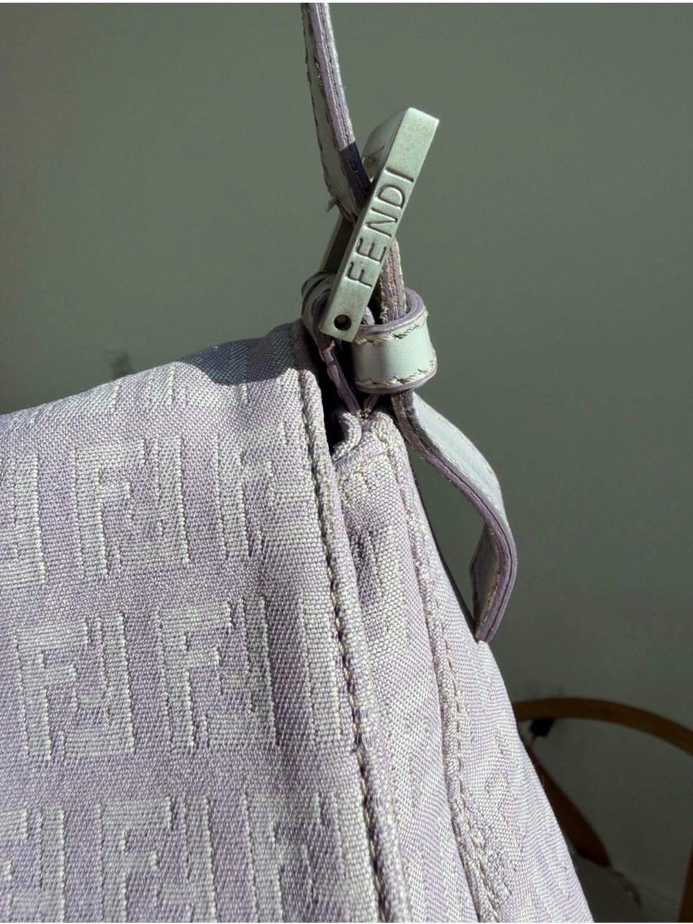 Vintage Fendi Mama Baguette RARE Lilac Zucca FF Shoulder Bag Authentic W/ COA - Picture 11 of 11